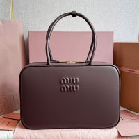 Miu Miu 5BB117 Large Beau Bag In Leather Coffee