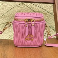 Miu Miu 5NR018 Micro Vanity Case In Matelasse Nappa Leather Cherry