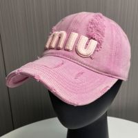 Miu Miu Baseball Cap With Large Letter Logo In Cotton Pink
