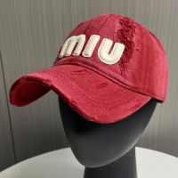 Miu Miu Baseball Cap With Large Letter Logo In Cotton Red