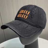 Miu Miu Baseball Cap With Letter Logo Patch In Denim Black