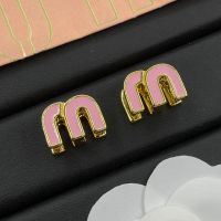 Miu Miu Earrings With Enamel Strass M Letter In Metal Gold/Pink