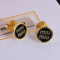 Miu Miu Earrings With Logo Enameled Round In Metal Gold/Black