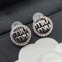 Miu Miu Earrings With Logo Strass Ring In Metal Silver