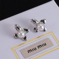 Miu Miu Earrings With Pearl Flower Shape In Metal Silver