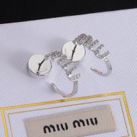 Miu Miu Earrings With Strass Logo Circle In Metal Silver