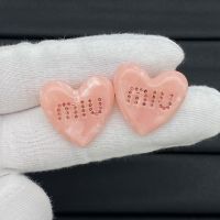 Miu Miu Earrings With Strass Logo Heart In Enamel Pink