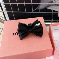 Miu Miu Hair Clip With Logo Lace Bowknot In Acetate Black