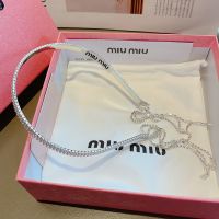 Miu Miu Headband With Full Strass Tassel In Metal Silver