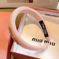 Miu Miu Headband With Strass Logo In Cotton And Sponge Pink