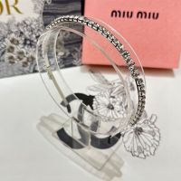 Miu Miu Headband With Strass Logo In Metal Silver