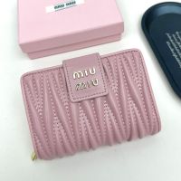 Miu Miu Small Snap Bifold Wallet In Matelasse Nappa Leather Pink